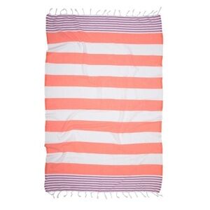 Striped 100% cotton Turkish pestemal towel purple papaya combo
